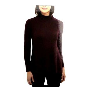 Jones New York Lightweight Ribbed Port Color Rouched Turtleneck Sz XL NWT